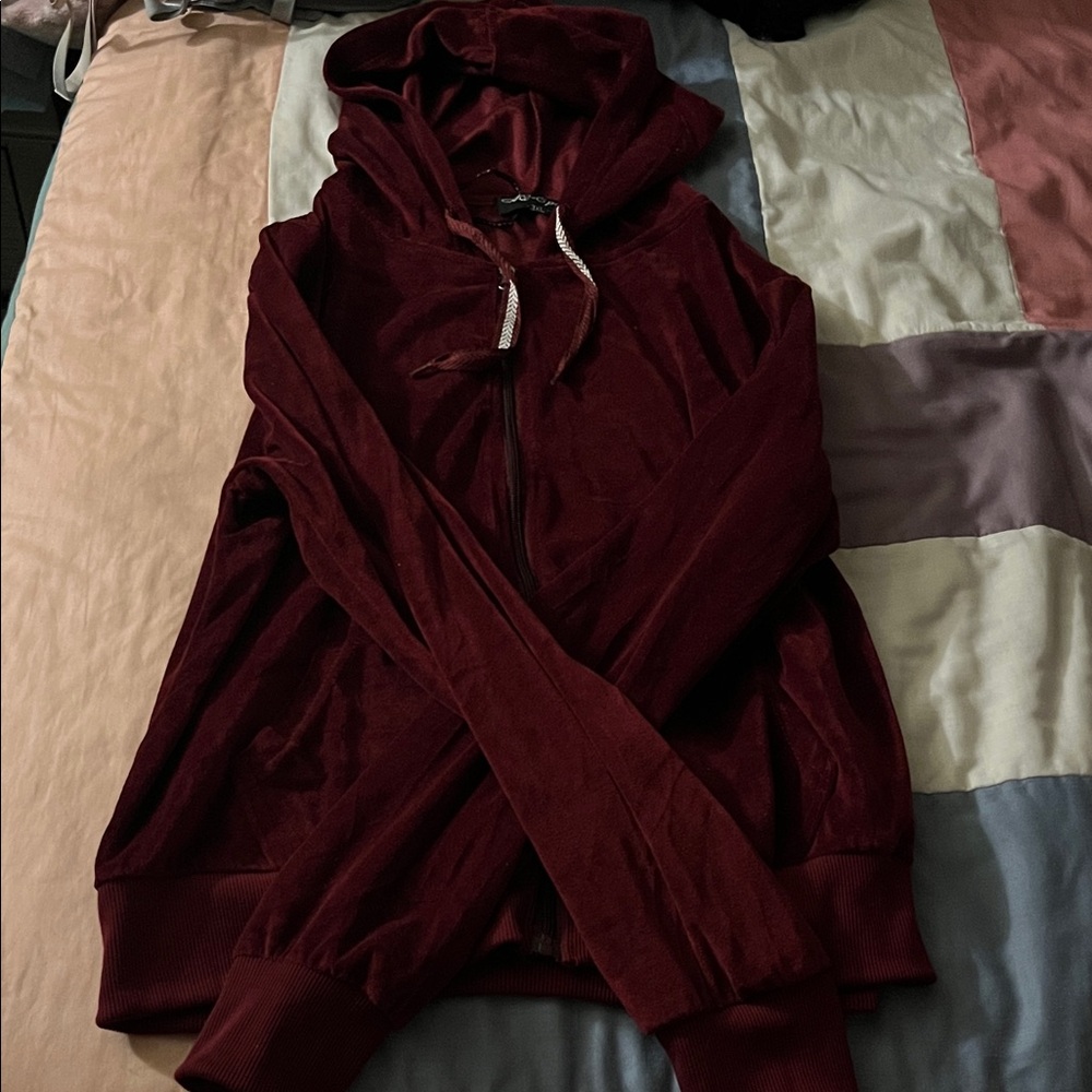 Burgundy Zip-Up Hoodie
